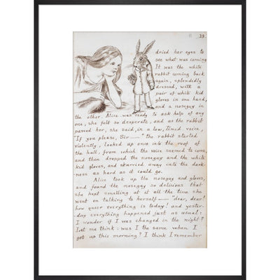 Alice and the White Rabbit print in black frame