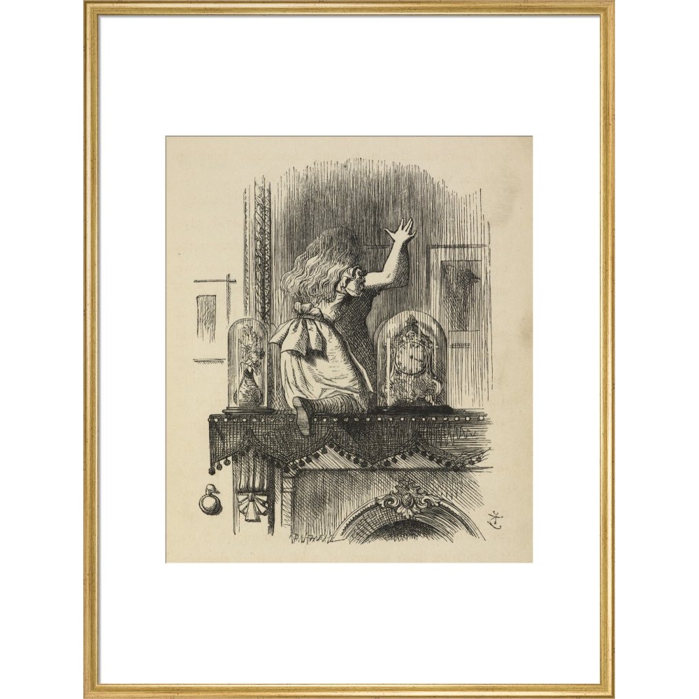 Through the looking-glass, and what Alice found there print in gold frame