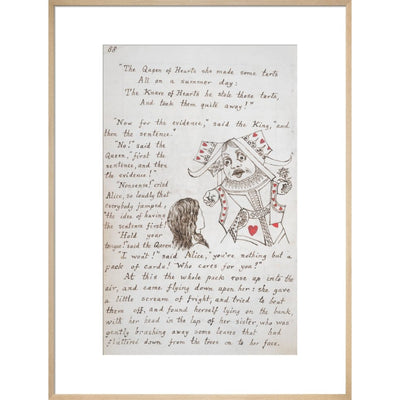Alice and the Queen of Hearts print in natural frame