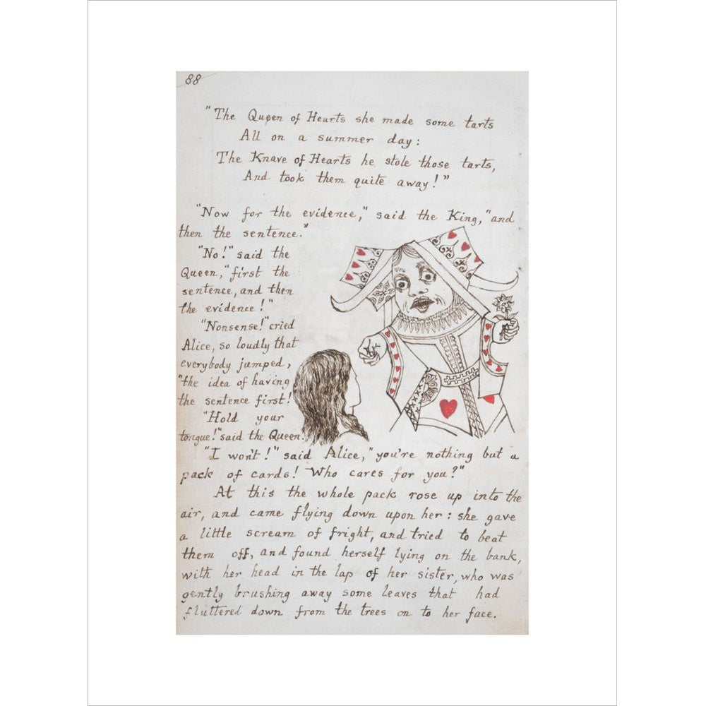 Alice and the Queen of Hearts print unframed