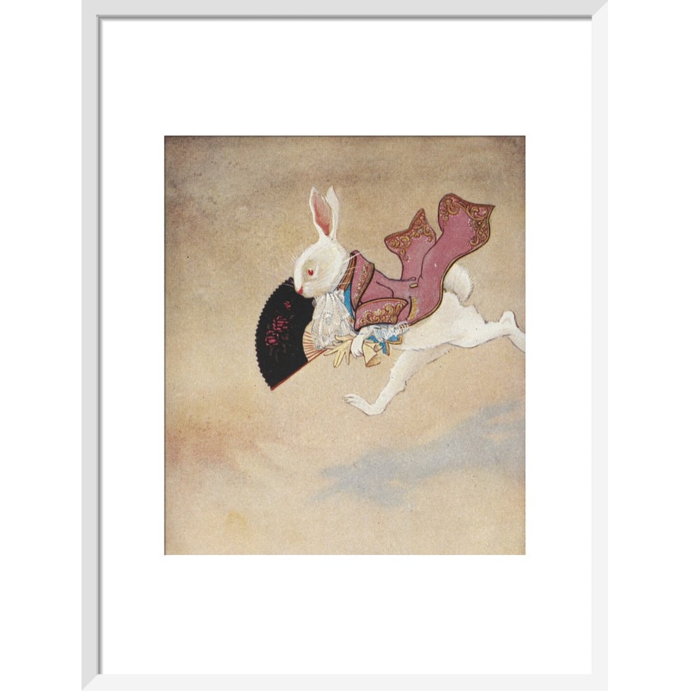White Rabbit print in white frame