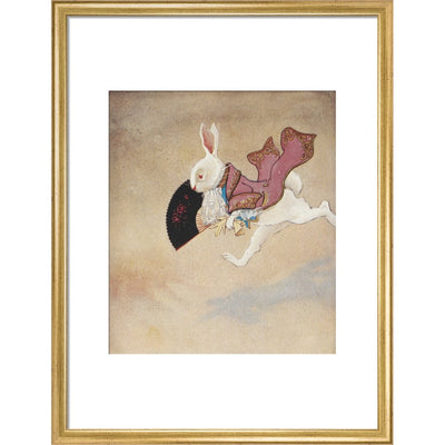 White Rabbit print in gold frame