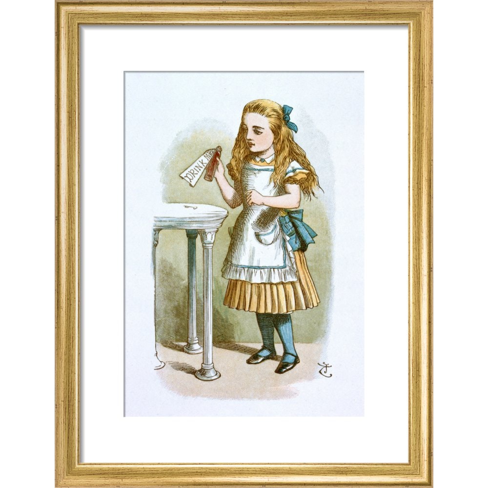 Drink me print in gold frame