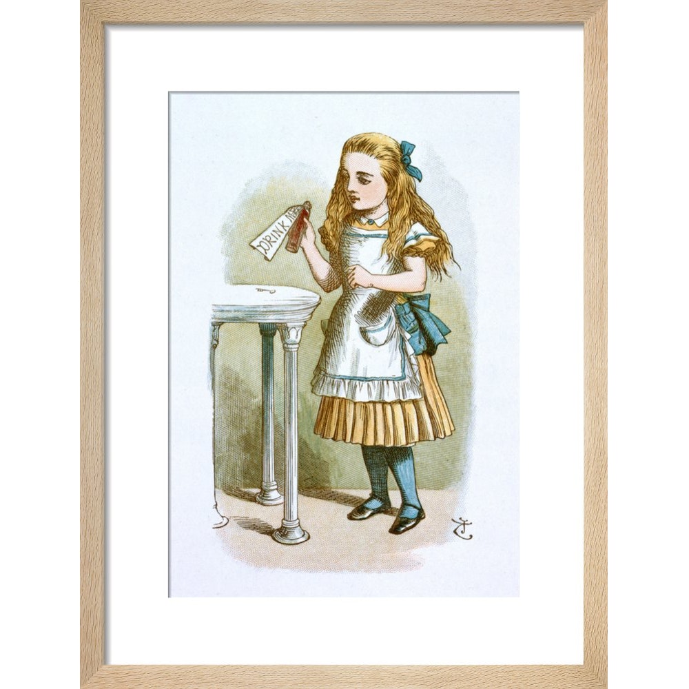 Drink me print in natural frame