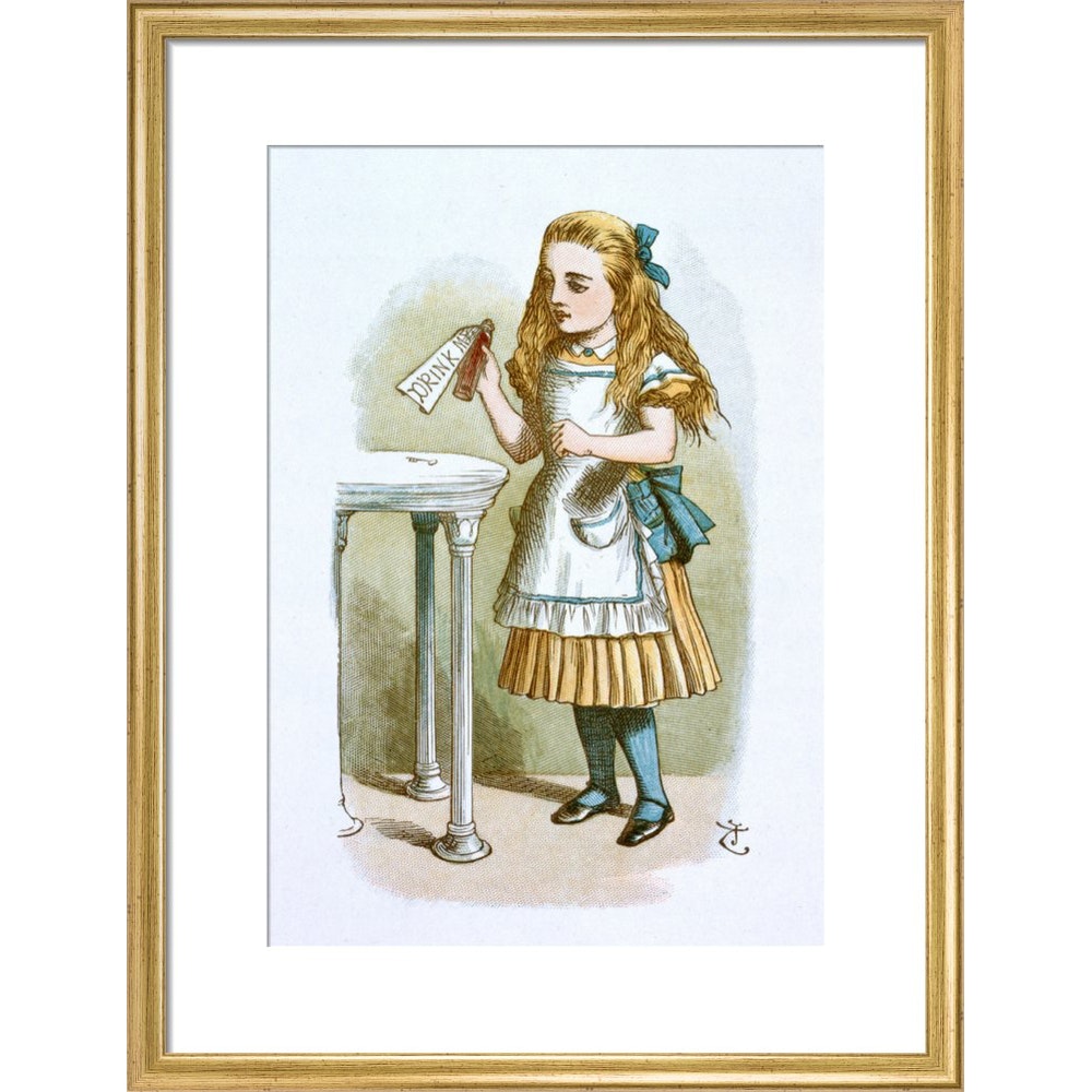 Drink me print in gold frame