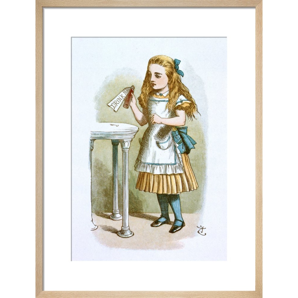 Drink me print in natural frame