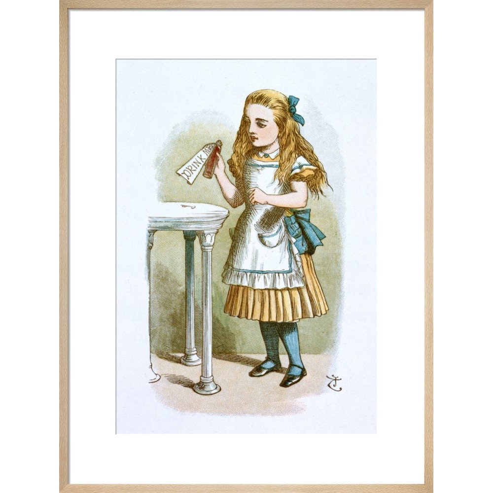 Drink me print in natural frame