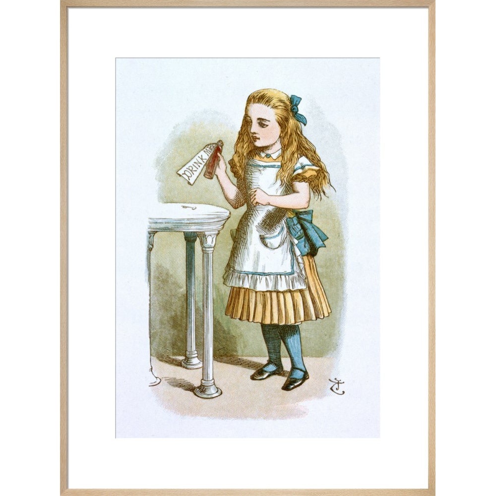 Drink me print in natural frame