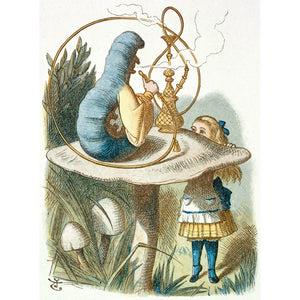Alice meets the blue caterpillar print