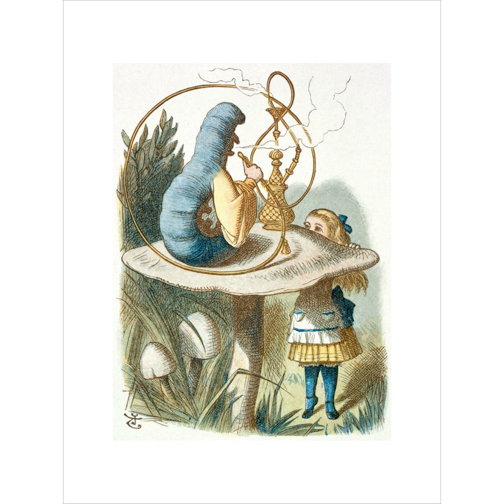 Alice meets the blue caterpillar print unframed