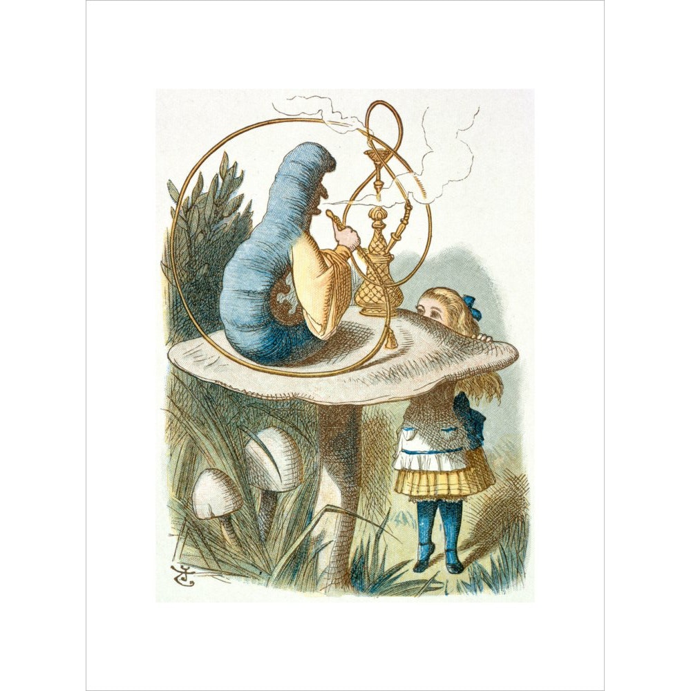 Alice meets the blue caterpillar print unframed