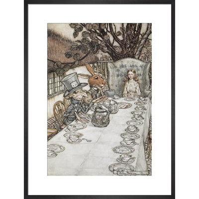 Alice at the tea party print in black frame