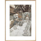 Alice at the tea party print in natural frame