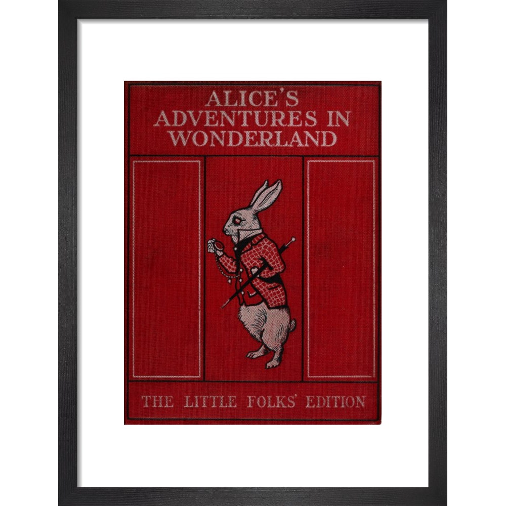 Alice in Wonderland book cover print in black frame