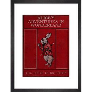 Alice in Wonderland book cover print in black frame