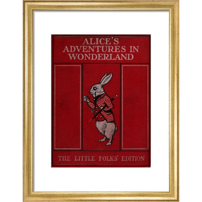 Alice in Wonderland book cover print in gold frame