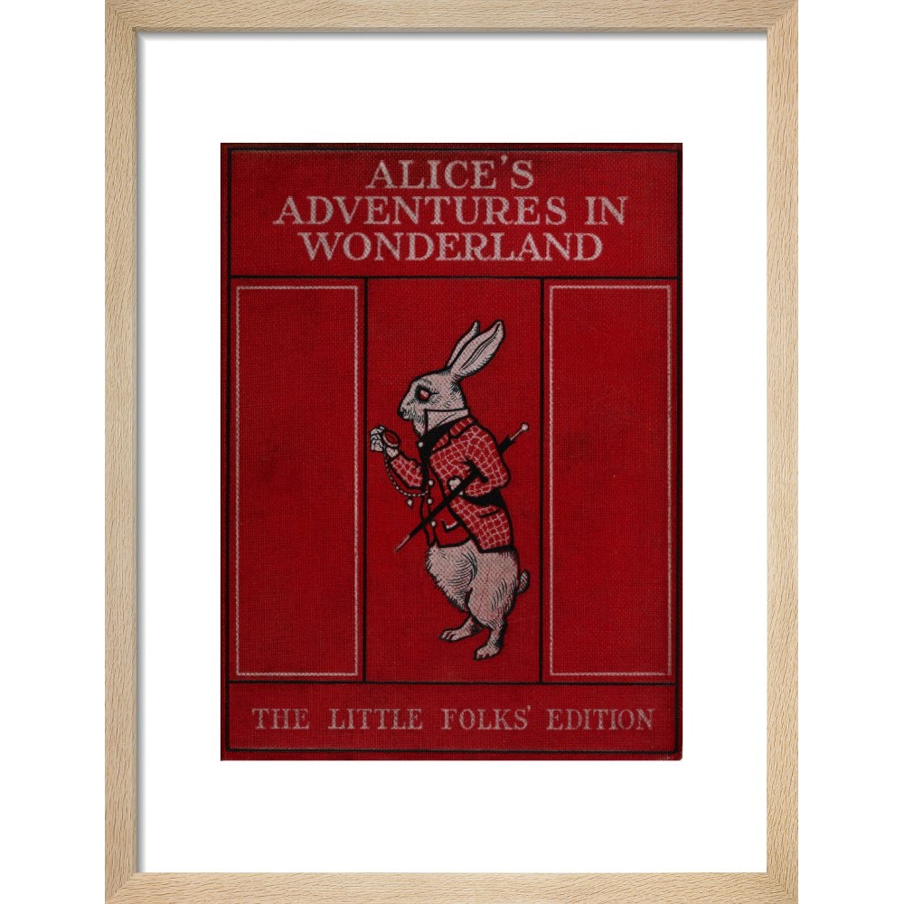 Alice in Wonderland book cover print in natural frame
