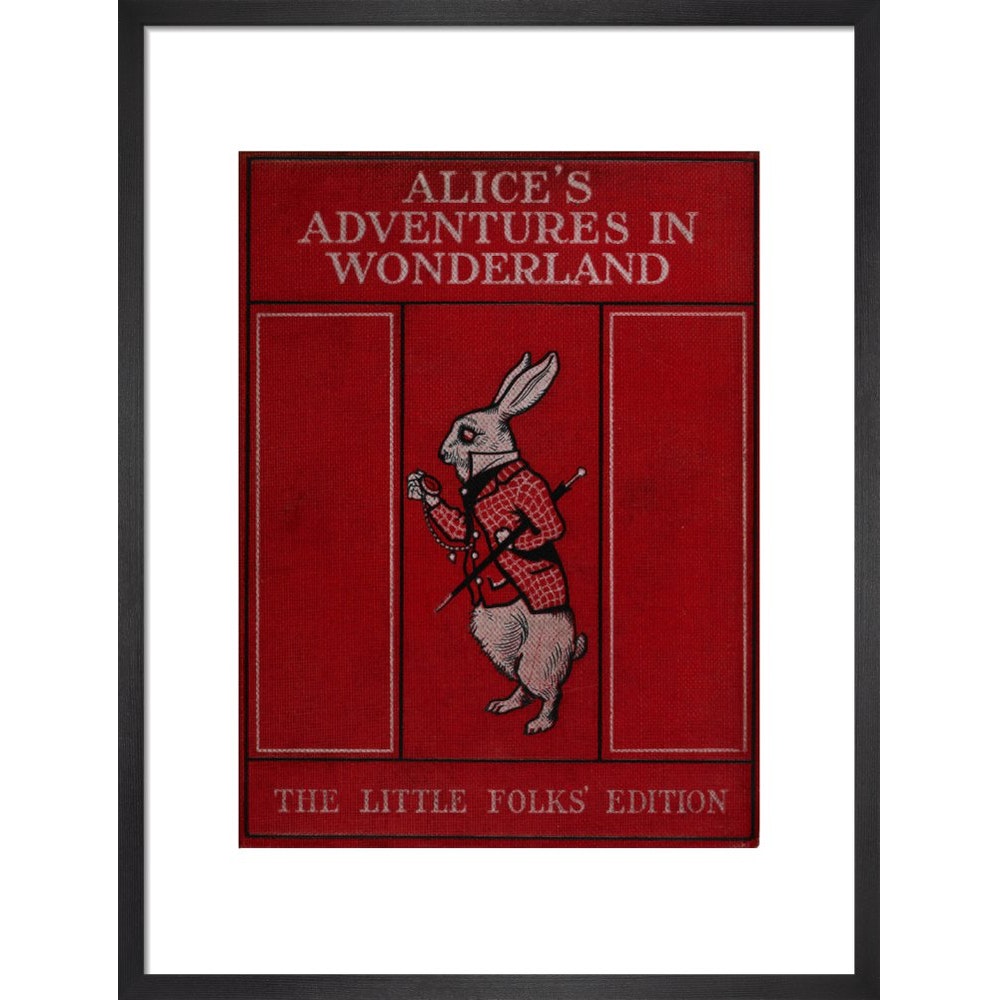 Alice in Wonderland book cover print in black frame