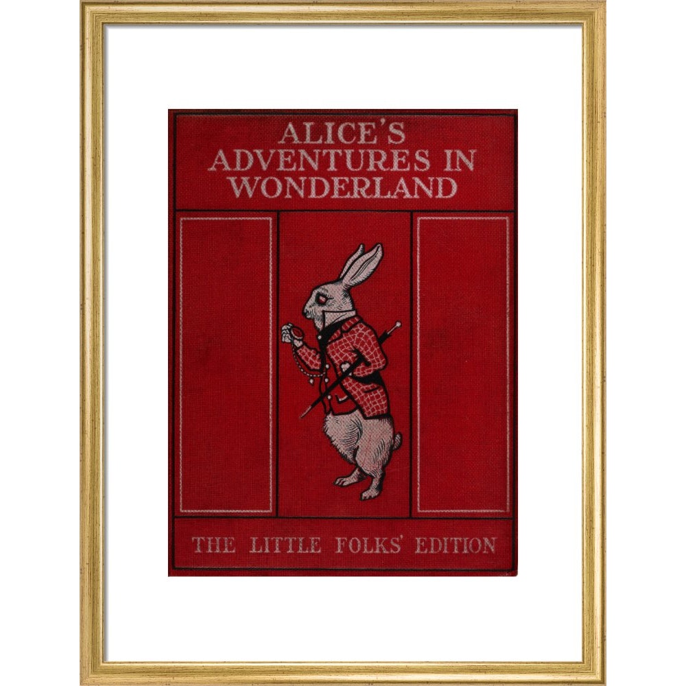 Alice in Wonderland book cover print in gold frame