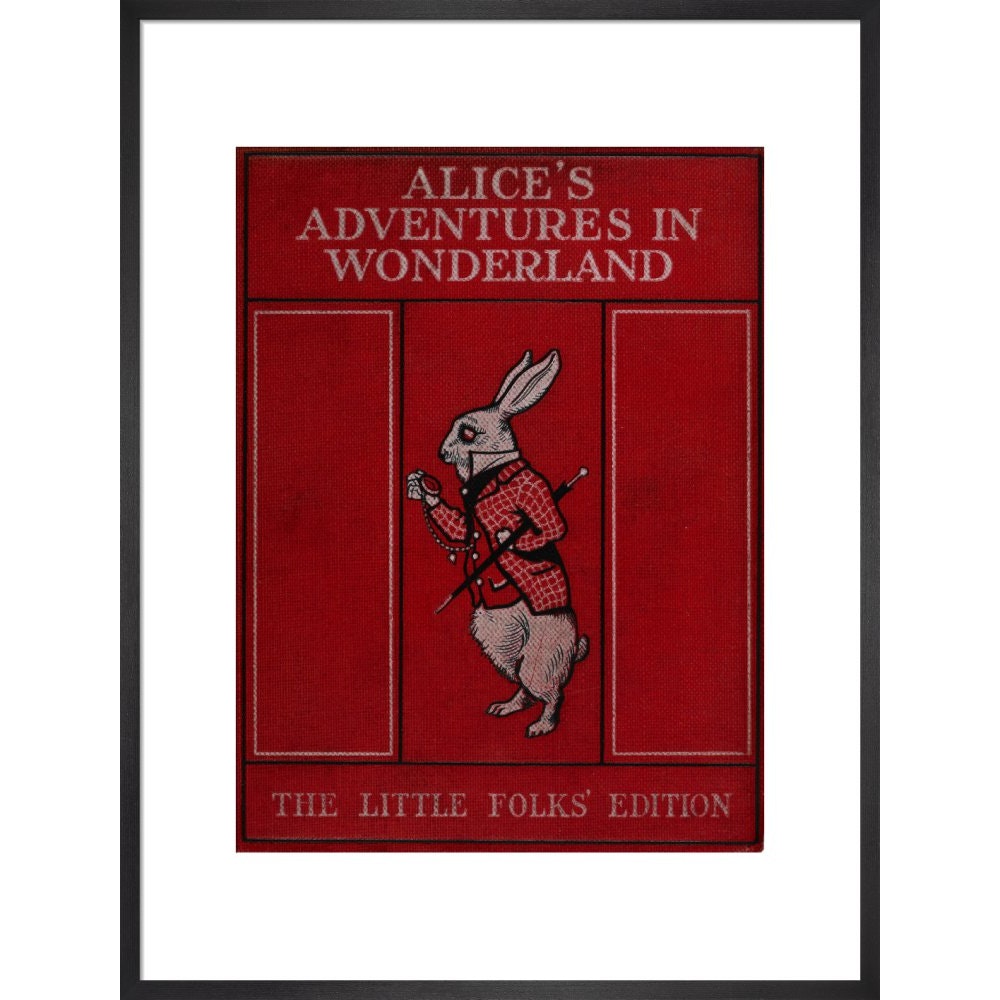Alice in Wonderland book cover print in black frame