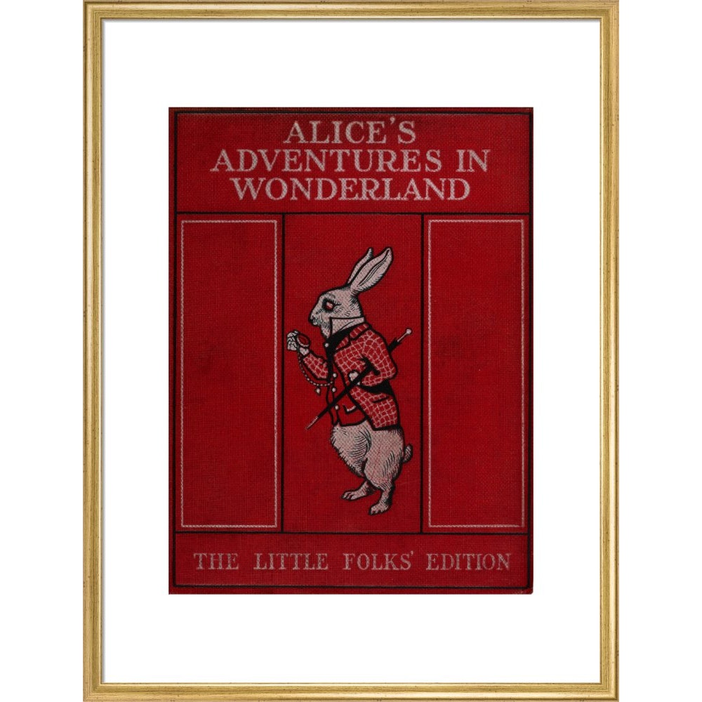 Alice in Wonderland book cover print in gold frame