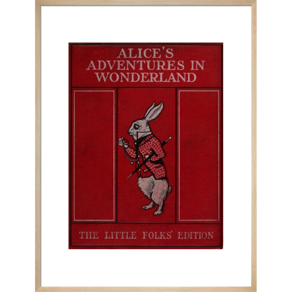 Alice in Wonderland book cover print in natural frame