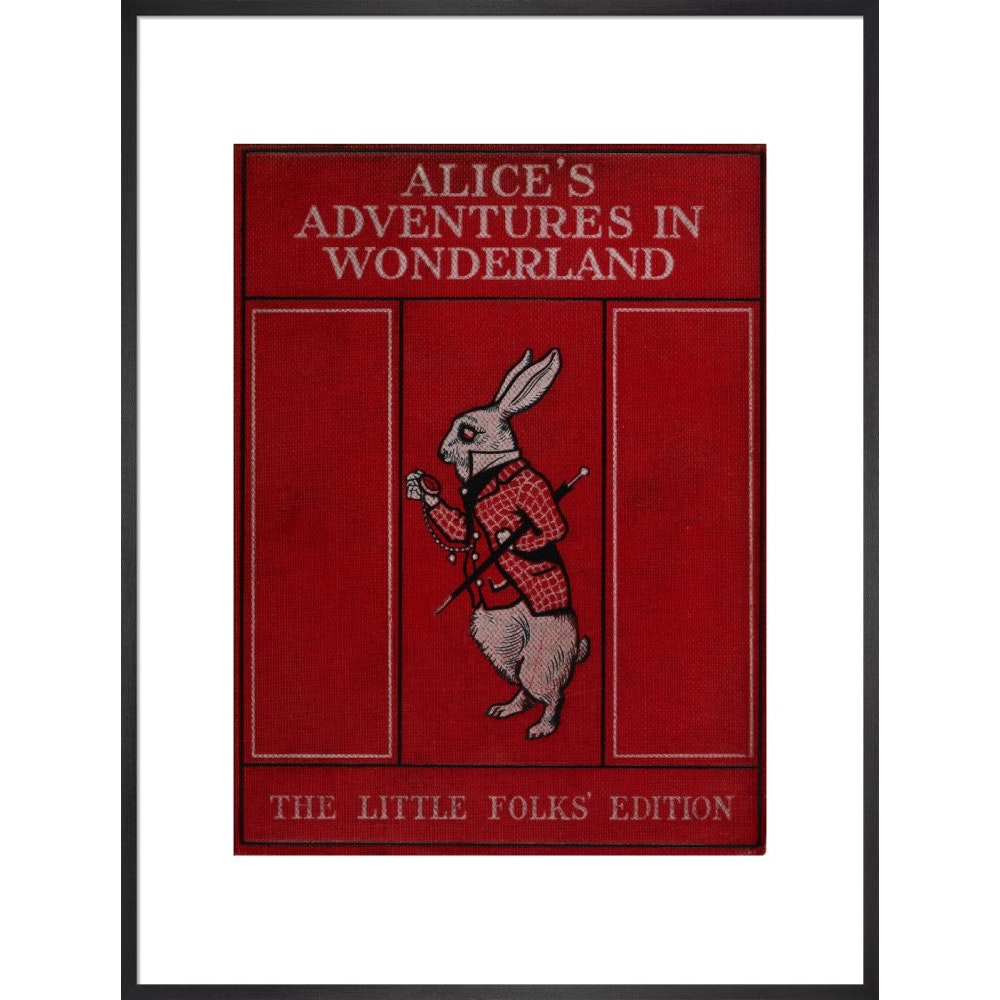 Alice in Wonderland book cover print in black frame