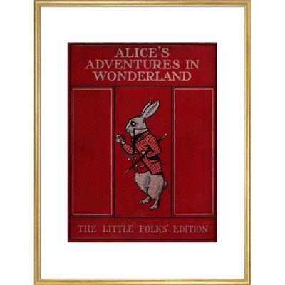 Alice in Wonderland book cover print in gold frame