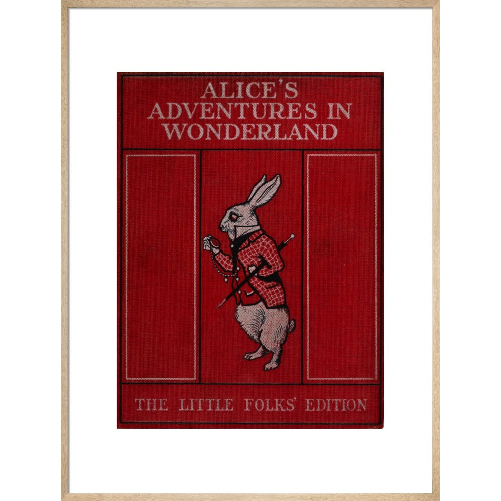 Alice in Wonderland book cover print in natural frame