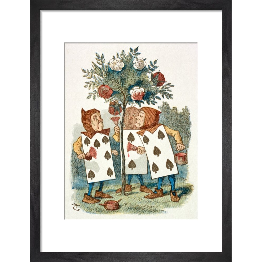 The playing cards print in black frame