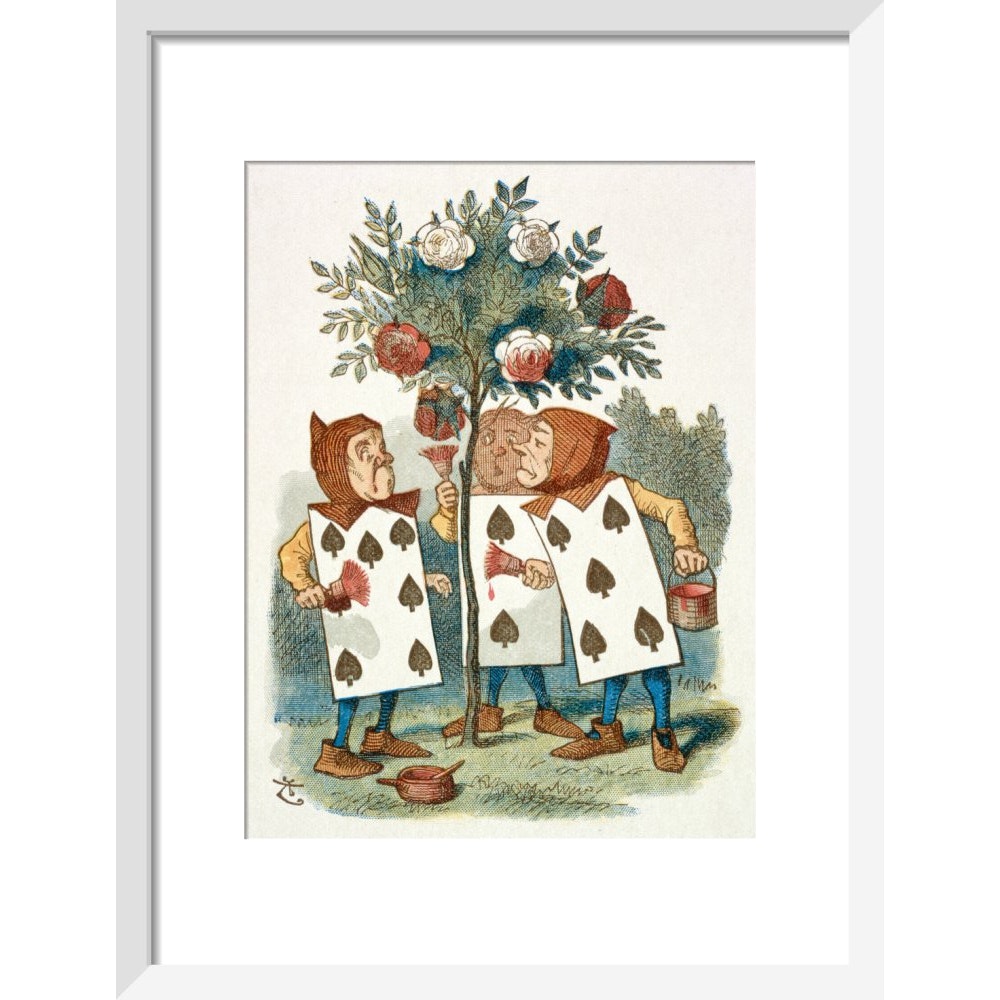The playing cards print in white frame