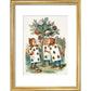 The playing cards print in gold frame