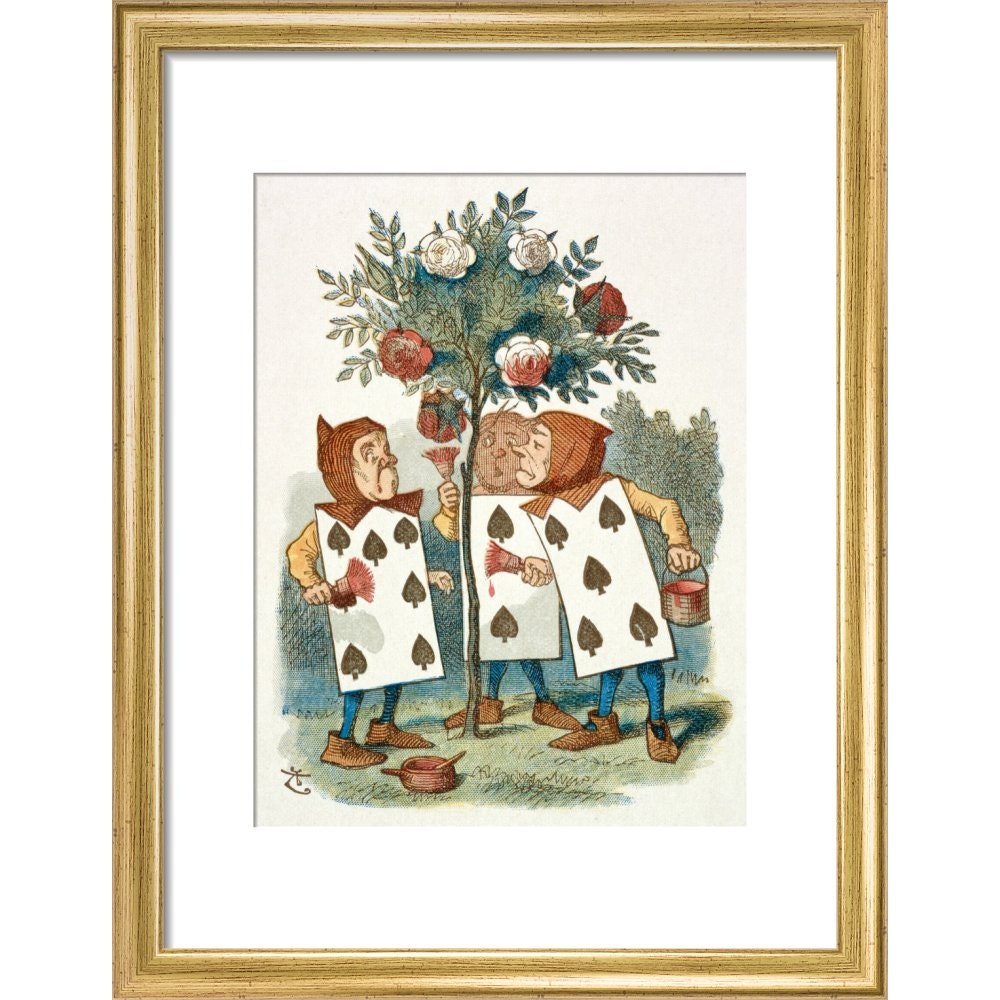 The playing cards print in gold frame