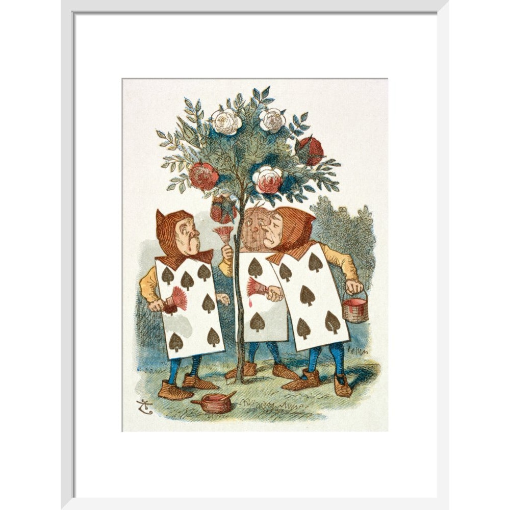 The playing cards print in white frame