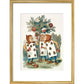 The playing cards print in gold frame
