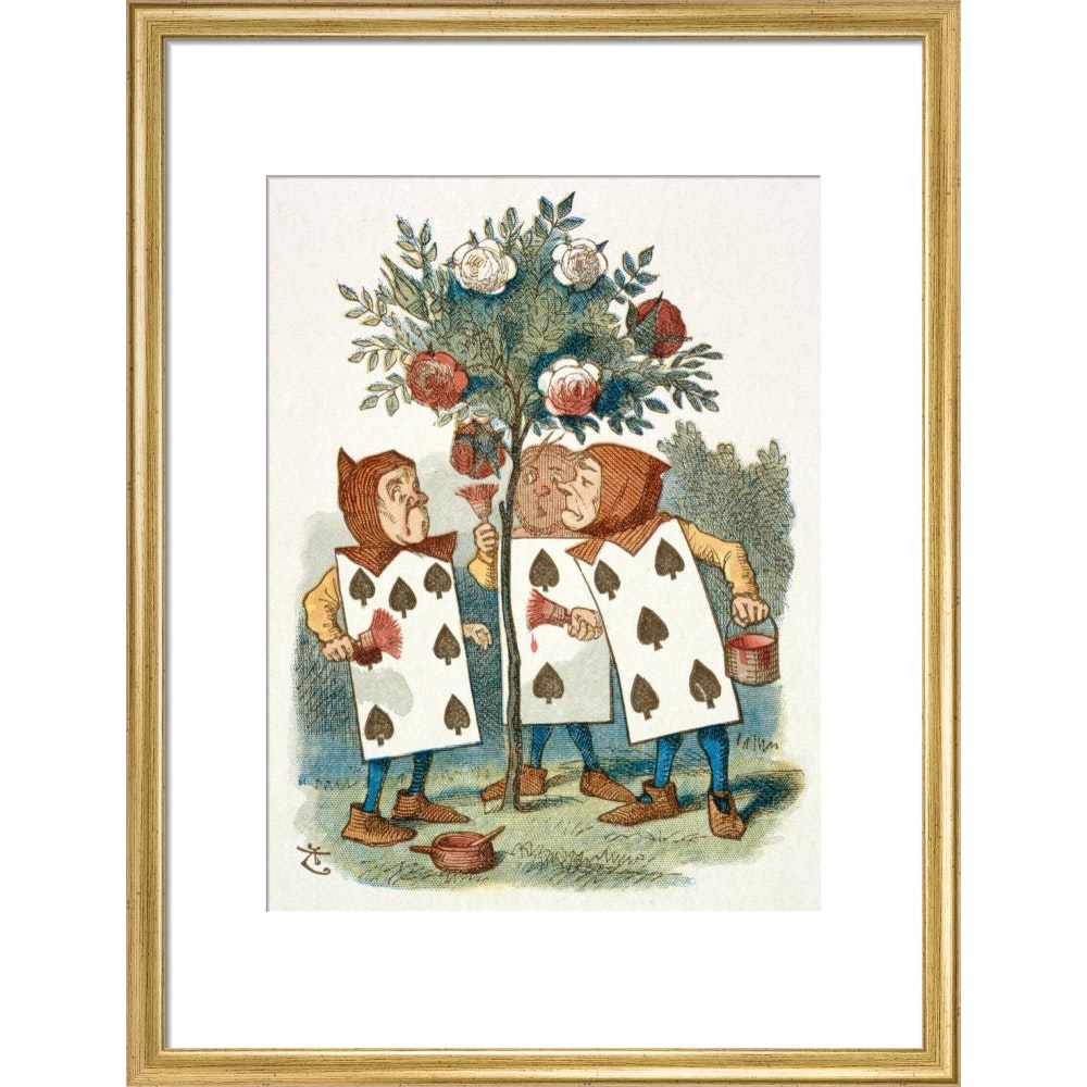 The playing cards print in gold frame