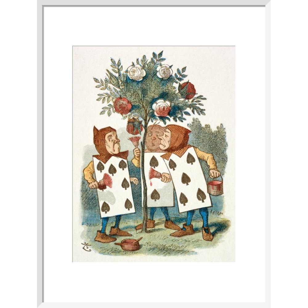 The playing cards print in white frame