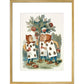 The playing cards print in gold frame