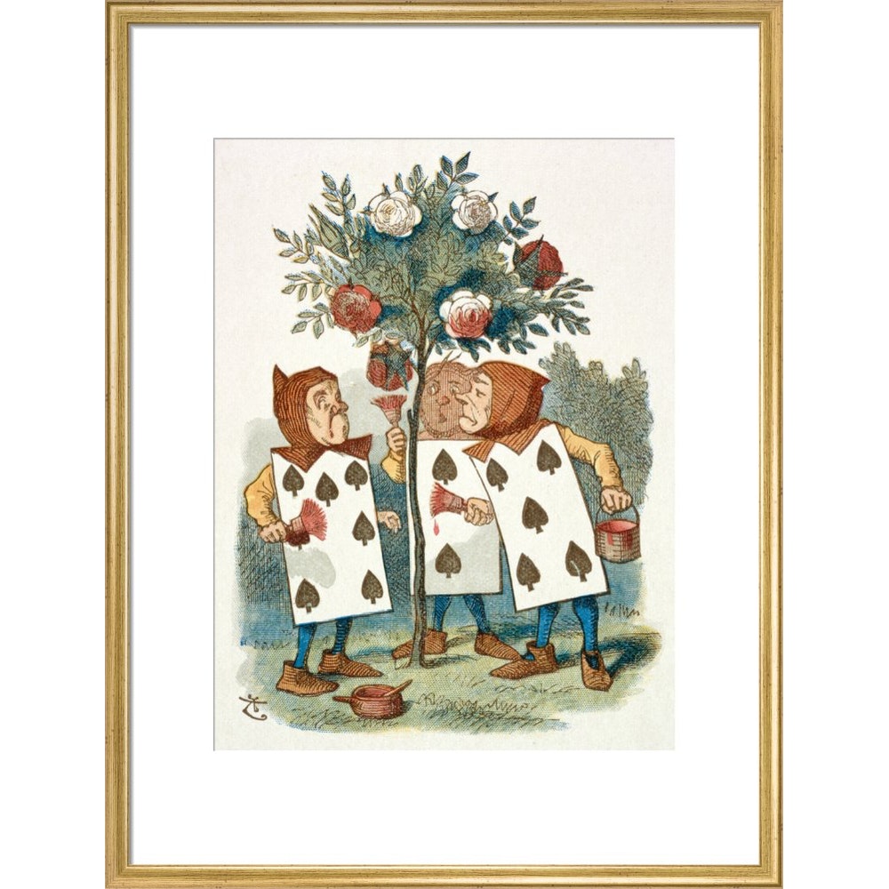 The playing cards print in gold frame