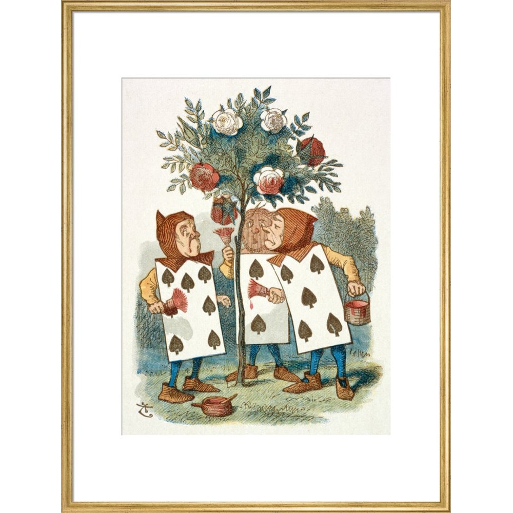The playing cards print in gold frame