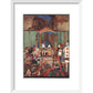 The King and Queen of Hearts upon their throne at court print in white frame