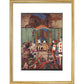 The King and Queen of Hearts upon their throne at court print in gold frame