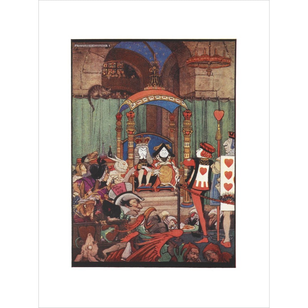 The King and Queen of Hearts upon their throne at court print unframed
