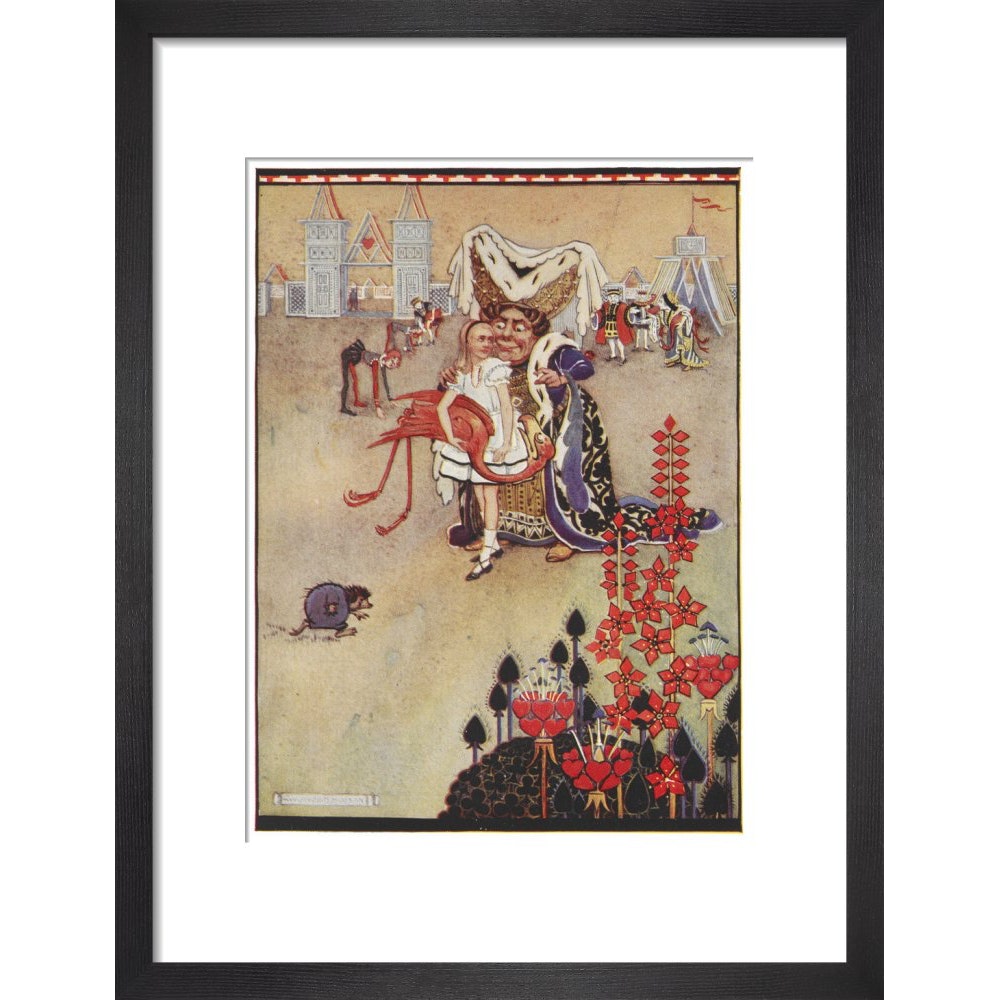 Alice playing croquet print in black frame