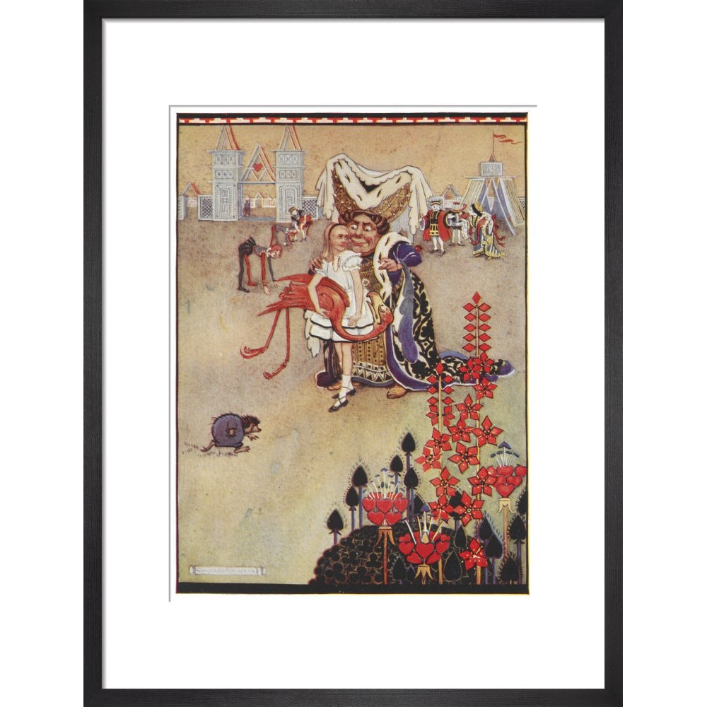 Alice playing croquet print in black frame
