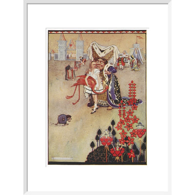 Alice playing croquet print in white frame