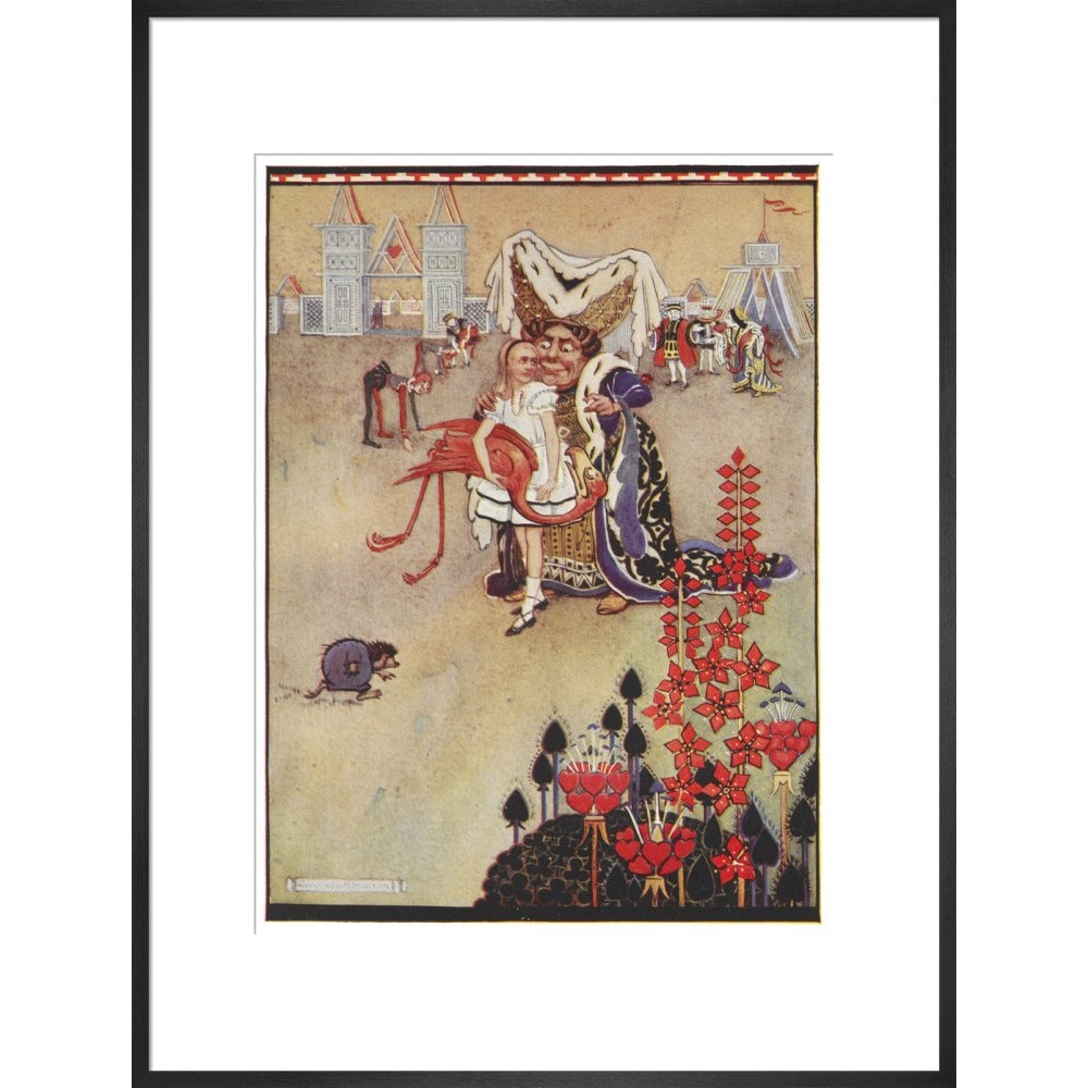 Alice playing croquet print in black frame