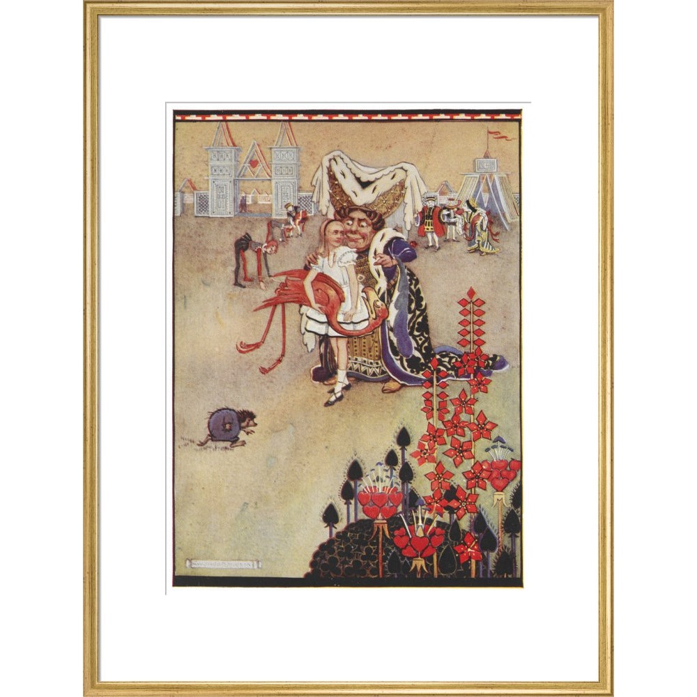 Alice playing croquet print in gold frame