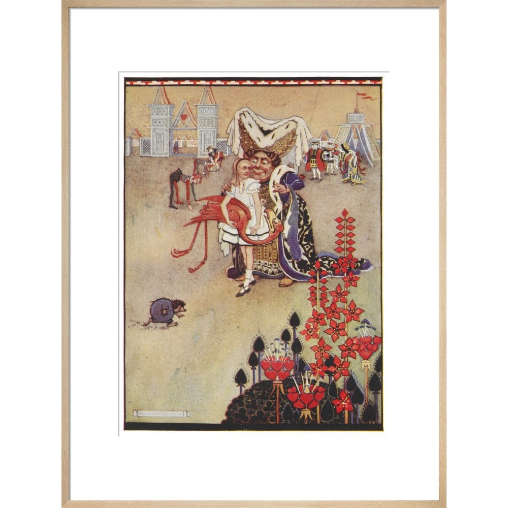 Alice playing croquet print in natural frame