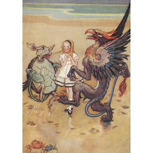 Alice dancing with the mock turtle and gryphon print